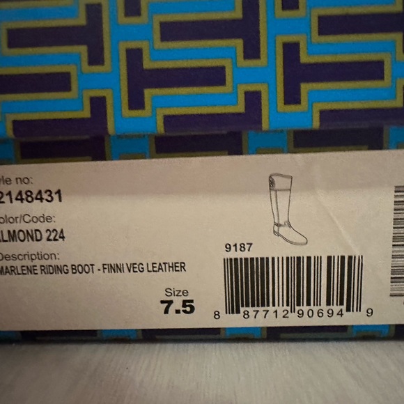 Tory Burch Marlene Riding Boot Finni Vegan Leather w/Gold Metal Details Size 7.5 - Picture 4 of 16